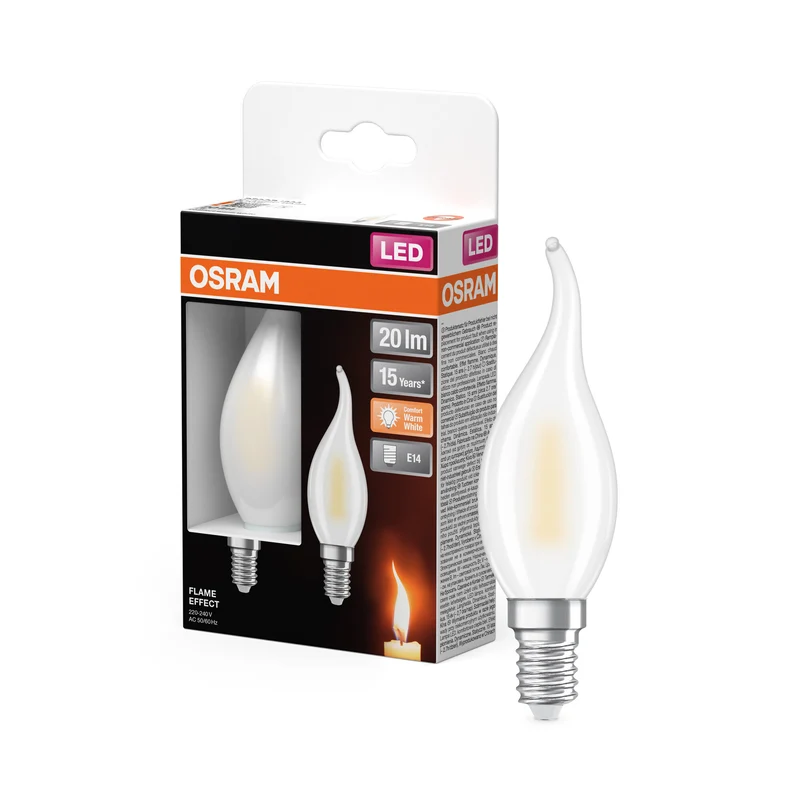 OSRAM LED Leuchte Flame, Flammeneffekt, 1W, 1800K, Warmweiß, E14, 2er Pack